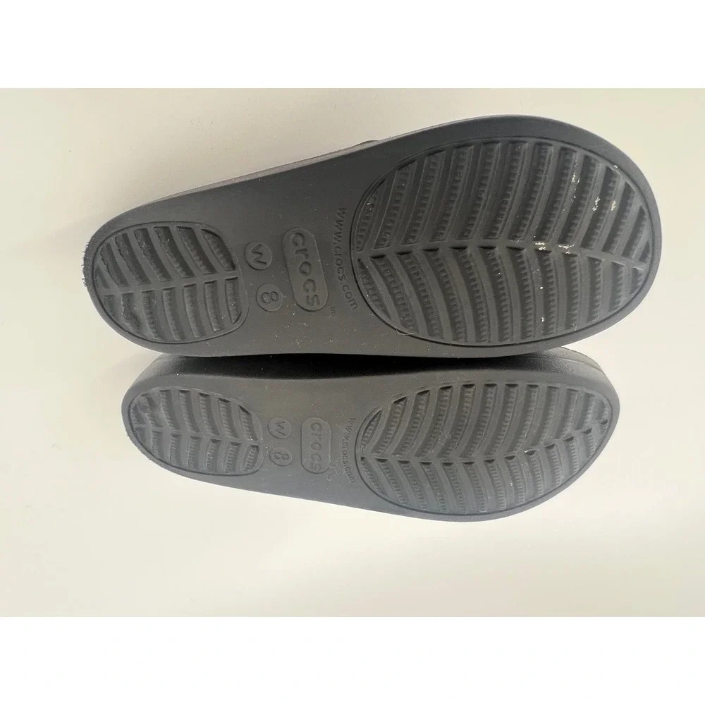 Crocs Classic Sandal Womens 8 Black Two Strap Slide Slip On Comfort
